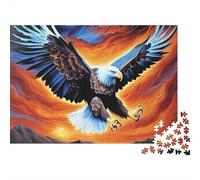 Puzzle 1000 pièces « Aigle planant au Coucher du Soleil », Aigle de feu dans Le Ciel, Jeu éducatif pour Adultes, Belle décoration, défi Stimulant, Cadeau d'anniversaire (38 x 26 cm).