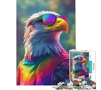 Puzzle 1000 pièces Aigle stylé tie-Dye pour Jeu éducatif Jouet d'apprentissage Cadeau d'anniversaire décoration intérieure (Dimensions 38x52cm)