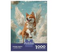 Puzzle 1000 Pièces Akita Angel Dog Remembrance Artwork Dog with Wings in The Clouds Puzzles pour Adultes, Jeu Familial, Améliore La Mémoire, Offrez-Les en Cadeau À Toute La Famille 70x50cm/1000pcs