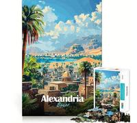 Puzzle 1000 pièces Alexandrie Égypte Affiche de Voyage Découpe Lisse Jeu de réflexion Cadeau Temps de Jeu Relaxant Décoration de Noël (38x26cm)