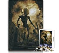 Puzzle 1000 pièces Alien dans des ruines - Jeu intellectuel et éducatif pour Un Père Noël Secret - Dimensions : 50x75cm