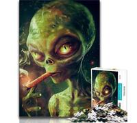 Puzzle 1000 pièces Alien Smoking Puzzle 1000 pièces pour Adultes avec Affiche et fiche de Questions Assorties (14 Ans et Plus) (26x38cm)