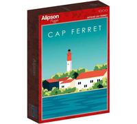 Puzzle 1000 pièces ALIZE Phare du Cap Ferret Illustration rétro portrait teal rouge turquoise