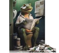 Puzzle 1000 pièces Alligator sur Toilettes pour Adultes, difficulté : renforce Les Liens familiaux (38 x 26 cm)