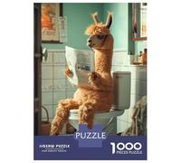 Puzzle 1000 Pièces Alpaca Sitting on Toilet Puzzles pour Adultes - Cadeau d'anniversaire - Jeu Difficile Et Stimulant - Cadeaux 70x50cm/1000pcs