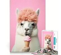 Puzzle 1000 pièces Alpaga Animal Rigolo Adultes Jeu de Réflexion et d'exercice Ajustement Parfait sans Espace Activité de Renforcement des Liens Sociaux (38x52cm)