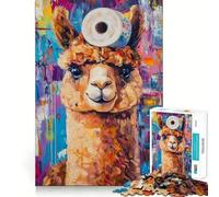 Puzzle 1000 pièces Alpaga avec Papier Toilette Jeu cognitif Amusant Pièces Robustes et nettes Exercice Mental Calme à la Maison (50x75cm)