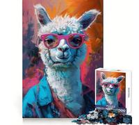 Puzzle 1000 pièces Alpaga Lama Art pour Adolescents Détente et mémoire facilitées pour Les fêtes (38x26cm)