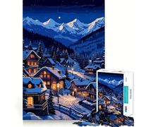 Puzzle 1000 pièces Alpes suisses Village enneigé Découpe de qualité supérieure Jeu de réflexion et d'exercice Mental Paix et Divertissement Cadeau d'anniversaire Amusant (38x52cm)