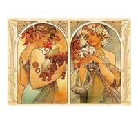 Puzzle 1000 pièces - Alphonse Mucha : Dyptique fruit et fleur DToys G