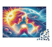Puzzle 1000 pièces Amants Soleil Lune Aura Lumineuse Difficile Impossible Carton recyclé pour passionnés confirmés 38x26cm