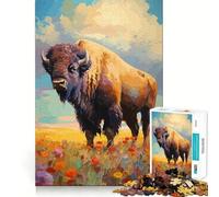Puzzle 1000 pièces American Bison Jeu de réflexion Amusant Pièces précises et Parfaitement ajustées Activité relaxante en Groupe à l'intérieur (50x75cm)