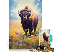 Puzzle 1000 pièces American Bison pour Adultes,Jeu de Concentration mentale,activité de découpage de Haute précision,activité de Partage et de renforcement des Liens familiaux (38x52cm)