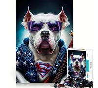 Puzzle 1000 pièces American Bulldog pour Adolescents,Jeu de Construction Cognitive,sans Espace,Format Compact,Amusant pour Les Jeux en Famille (38x52cm)