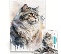 Puzzle 1000 pièces American Curl Cat Art Jeu cognitif Amusant Pièces Robustes et découpées avec précision Exercice Mental Calme à Faire à la Maison (38x26cm)