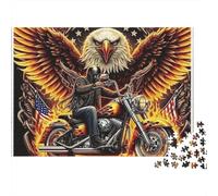 Puzzle 1000 pièces American Eagle Biker, Aigle sur Une Moto Chopper, Jeu éducatif pour Adultes, Belle décoration, Niveau de difficulté Stimulant, idéal pour Un Anniversaire, 70 x 50 cm