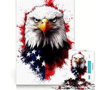 Puzzle 1000 pièces American Eagle Patriotic Art pour Adolescents Stimulation Cognitive Amusant Emboîtement sûr Pas de pièces Qui se détachent Un Moyen captivant de Passer Le Temps (38x52cm)