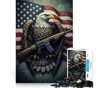 Puzzle 1000 pièces American Eagle Rifle Flag (38x52cm) Jeu de réflexion Amusant,pièces précises et sans Couture,idéal pour Une activité relaxante en Groupe à l’intérieur