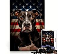 Puzzle 1000 pièces American Pit Bull Terrier pour Adolescents Stimulation cérébrale, Divertissement Silencieux, Bords Lisses Cadeau d'anniversaire (38x52cm)