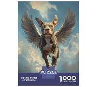 Puzzle 1000 Pièces American Staffordshire Terrier Angel Loyal Pet Tribute Dog with Wings Puzzles pour Adultes, Jouets Anti-Stress, Cadeaux pour Femmes, Cadeaux d'anniversaire Uniques 38x26cm/1000pcs