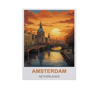 Puzzle 1000 Pièces，Amsterdam, Pays-Bas，Bois Puzzles Dagogique Jeu Enfant 1000 Pieces 1000 Piece（75x50cm）-BI3