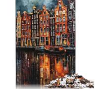 Puzzle 1000 pièces Amsterdam Pays-Bas pour Adultes et Adolescents (75 x 50 cm)