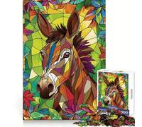 Puzzle 1000 pièces Âne en vitrail pour Adolescents, idéal pour stimuler la mémoire, à Assembler soi-même ou comme Cadeau Parfait 38x26cm