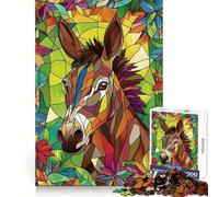 Puzzle 1000 pièces Âne en vitrail pour Adolescents, idéal pour stimuler la mémoire, à Assembler soi-même ou comme Cadeau 50x75cm