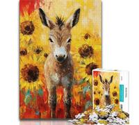 Puzzle 1000 pièces Âne et Tournesol pour Adultes et Adolescents, Difficile à réaliser mais Amusant et Humoristique, Cadeau d'anniversaire, Cadeaux, Art Mural 38x26cm