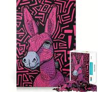 Puzzle 1000 pièces Âne Rose pour Adultes renforce la mémoire, Passe d'agréables Moments, Bords Nets, Cadeau raffiné (38x52cm)