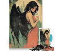 Puzzle 1000 pièces Ange aux Ailes Noires pour Adultes Un Jeu Stimulant pour Le Cerveau,Une Surface Lisse sans bavures,Un Passe-Temps Fascinant pour Les Moments de détente (38x52cm)