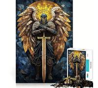 Puzzle 1000 pièces Ange Chevalier en Vitrail pour Adultes Jeu de logique Pure Anti-Stress Découpe Nette Article de Noël Vœux 50x75cm