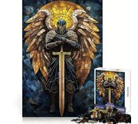 Puzzle 1000 pièces Ange Chevalier en Vitrail pour Adultes Jeu de logique Pure Anti-Stress Découpe Nette Article de Noël Vœux 50x75cm