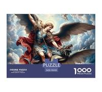 Puzzle 1000 pièces Ange Combattant Dragon Stimulant - Ange Guerrier Bataille pour Hommes et Femmes, Adulte, Cadeau, décoration Murale, 70x50cm