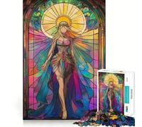 Puzzle 1000 pièces Ange en vitrail pour Adolescents Renforce la mémoire Simple, Amusant, de qualité, Un Cadeau mémorable 38x26cm