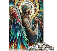 Puzzle 1000 pièces Ange en vitrail pour Adultes, Cadeau d'halloween, Jeu éducatif, défi, 1000 pièces (38 x 26 cm)