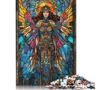 Puzzle 1000 pièces Ange en vitrail pour Adultes et Adolescents, Puzzle en Papier, Jeu éducatif, défi, Cadeau d'anniversaire, 1000 pièces (38 x 26 cm)