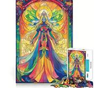 Puzzle 1000 pièces Ange en vitrail pour Adultes Qualité supérieure Découpe Nette et précise Cadeau Unique 38x52cm