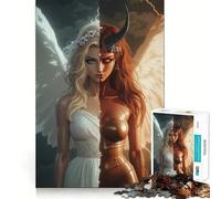 Puzzle 1000 pièces Ange et Démon pour Adultes Réfléchissez,entraînez-Vous,jouez ! Assemblage Solide,Aucune pièce ne se détache Cadeau Unique pour soulager Le Stress (50x75cm)