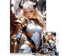 Puzzle 1000 pièces Ange Guerrier céleste en Armure dorée pour Adolescents,Exercice Mental,Divertissement paisible,découpe précise,Cadeau de Noël Unique (50x75cm)