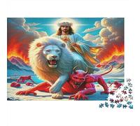Puzzle 1000 pièces Ange & Lion, Bête Divine, Compétences Cognitives & Concentration, Carton Premium pour Adolescents, 70x50cm