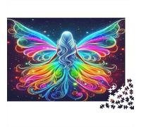 Puzzle 1000 pièces Ange Vu de Dos Ailes Arc-en-Ciel Stimulant Difficile Carton Solide Passionnés de Puzzles Cadeau 70x50cm