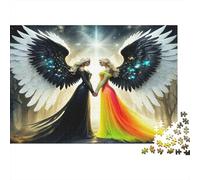 Puzzle 1000 pièces Anges du Bien et du Mal Ailes Noires Blanches Relaxation Anti-Stress Carton Épais Seniors Cadeau 38x26cm