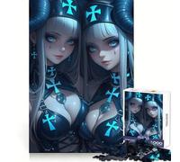 Puzzle 1000 pièces Anges Jumeaux avec Croix pour Adolescents, idéal pour stimuler l'intellect et Passer Un agréable Moment Finitions impeccables Un Cadeau Parfait pour Les fêtes (38x52cm)