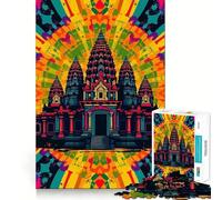 Puzzle 1000 pièces Angkor Wat Art psychédélique Jeu de création et de développement Personnel Emboîtement Parfait Pas de pièces détachées Activité de Partage et de complicité (50x75cm)