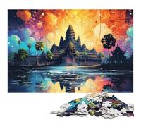 Puzzle 1000 pièces Angkor Wat au Cambodge Puzzle coloré pour Enfants Jeux éducatifs pour Adultes 1000 pièces (38 x 26 cm)