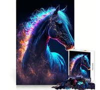 Puzzle 1000 pièces Animal Cheval Galaxie pour Adolescents, développement de la logique, évasion sereine, Assemblage serré, Cadeau de Vacances (38x26cm)