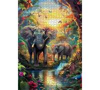 Puzzle 1000 Pieces Animal Éléphant, Jeux éducatif Défi Jouets Puzzles Classiques, Parfaitement Emboîtable Lettres au Dos, pour Vous Faciliter Le Travail pour Hommes Femmes Plus âgés 75 x 50 cm