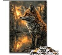 Puzzle 1000 pièces Animal Fox Art pour Adultes, Cadeaux pour Passer Le Temps à la Maison et renforcer l'amour Entre Couples 50x75cm