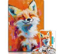 Puzzle 1000 pièces Animal Happy Fox pour Adolescent, Jeu d'intelligence cérébrale addictif pour la décoration de la Maison (Taille 75x50cm)